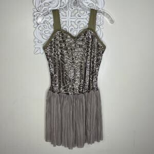 CURTAIN CALL size Adult Medium Jazz Ballet Lyrical Dance Costume BRONZE Taupe